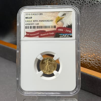 2016 American Gold Eagle 1/10oz $5 MS69 NGC
