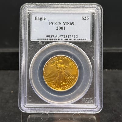 2001 American Gold Eagle $25 PCGS MS69 1/2oz