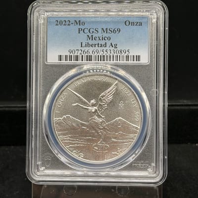 2022 1 oz Fine Silver Mexico Libertad Onza ~ MS69
