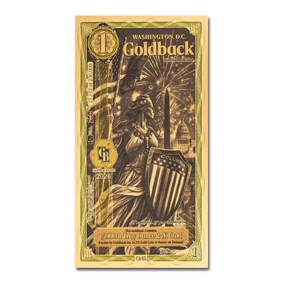 WASHINGTON DC GOLDBACK 1/1000 OZ