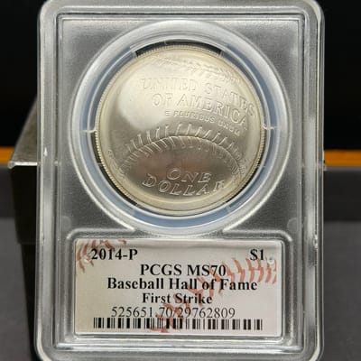 2014P Baseball Hall of Fame Silver Dollar NGC MS70