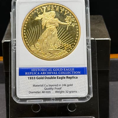 Copper 1oz: Gold Plated 1933 Double Eagle Repica