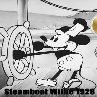 Steamboat Willie Micky Mouse Gold 1/1000oz Coin D2