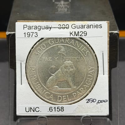 1973 Paraguay 300 Guaranies Silver (0.6158oz)