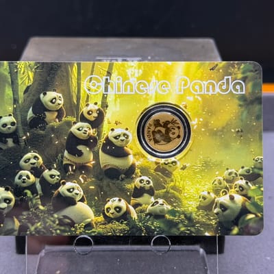 Chinese Panda Gold 1/1000oz Coin in Assay