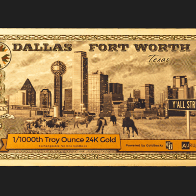 100 x Texas (Dallas) 1 Goldback 1/1000 Oz Gold - additional view