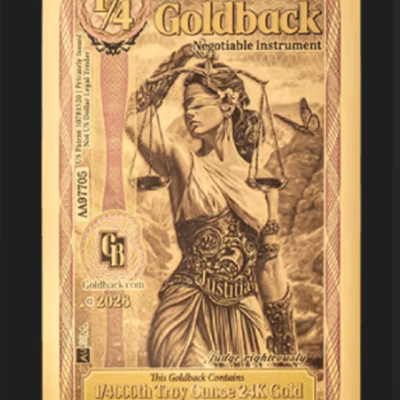 2 x Idaho 1/4 Goldback 1/4000oz Gold Note ~ Lot of 2!