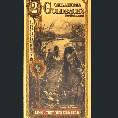 5 x Oklahoma 2 Goldback 1/500 Oz Gold .999