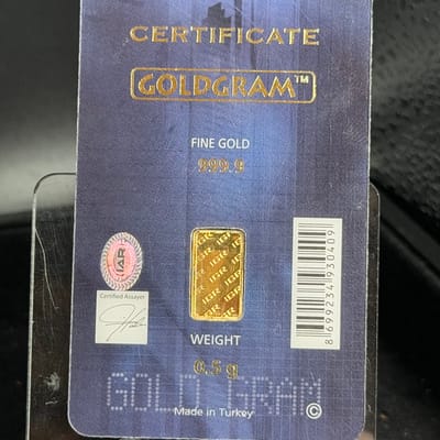 1/2 gram IGR .9999 Fine Gold Bar - Istanbul Gold  - additional view