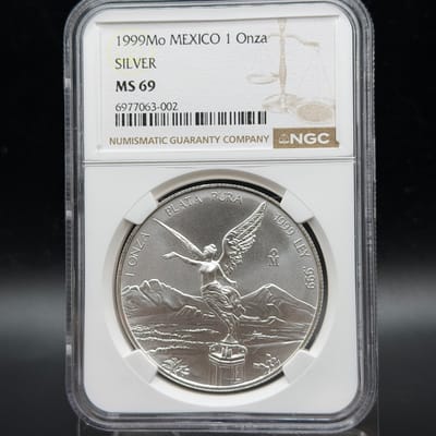 1999 - Mo Mexico 1 Onza Silver Libertad NGC MS69 