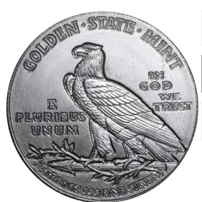 INCUSE INDIAN 1/4 OZ SILVER ROUND - additional view