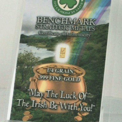 GOLD Luck of the Irish 1/4 Grain Gold 24k  AUC