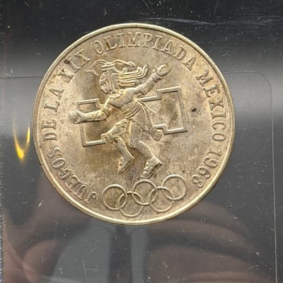 Mexican 1968 25 Peso Silver coin olympics ASW 0.52