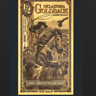 NEW 20 X 2025 Oklahoma 1/2 goldback ~ Lot of 20!