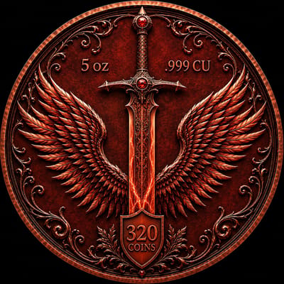 Fire Dragon Libertad Design 5 oz .999 Copper Round - additional view