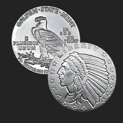 INCUSE INDIAN 1/10 OZ SILVER ROUND