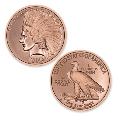 MODERN U.S. COIN TRIBUTES - $10 INDIAN COPPER 1OZ