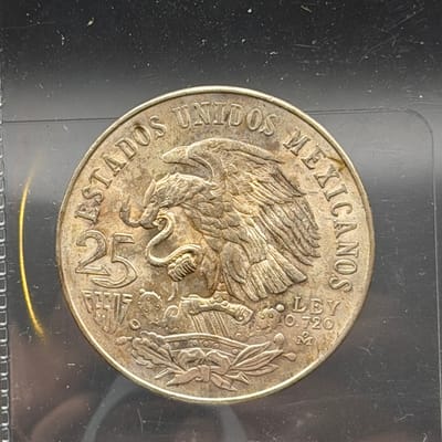 Mexican 1968 25 Peso Silver coin olympics ASW 0.52 - additional view