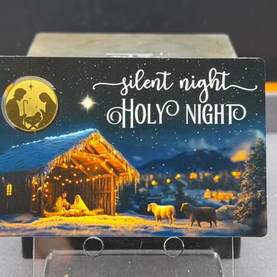 Silent Night Holy Nigh Gold 1/1000oz Coin in Assay