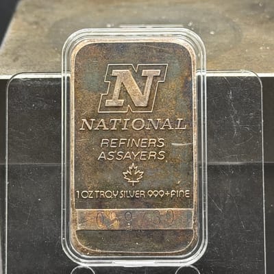 Near Spot: Vintage National Toned Silver Bar