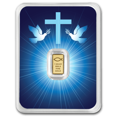 Jesus & Doves 1g Gold Bar Carded - additional view
