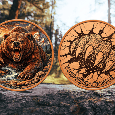 Rage of the Wild Colorized 5 oz Copper Round