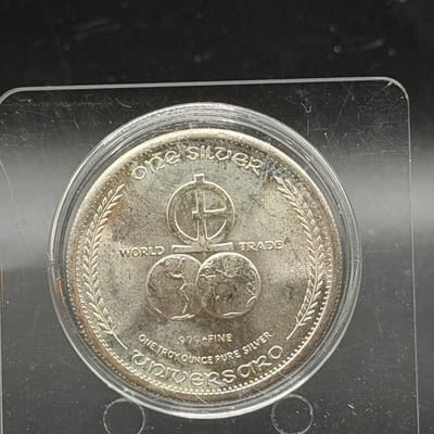 Vintage 1972 Universaro World Trade Silver Round - additional view