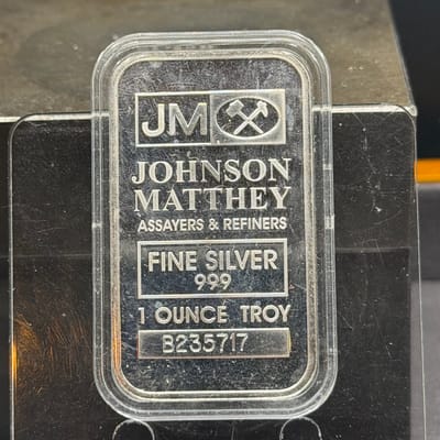 JM Johnson Matthey 1oz Bar ~ JM back