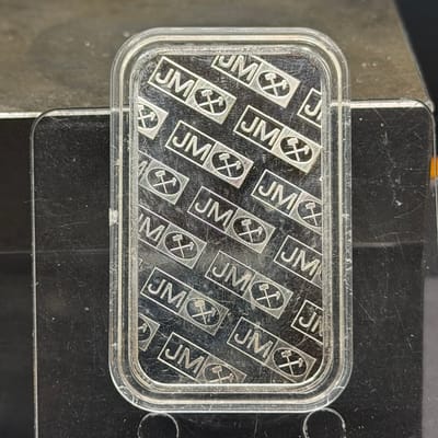 JM Johnson Matthey 1oz Bar ~ JM back - additional view