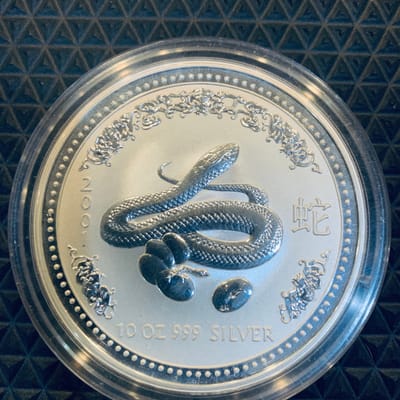 2001 Australian Lunar Snake 10 oz Silver coin
