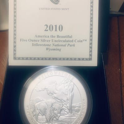 2010 Yellowstone National Park 5 oz Silver coin - additional view