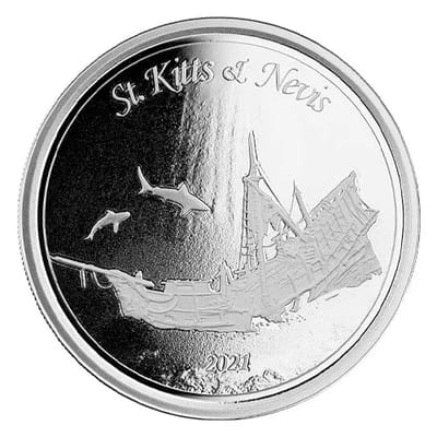 2021 St. Kitts & Nevis Shipwreck Silver Coin 1 oz