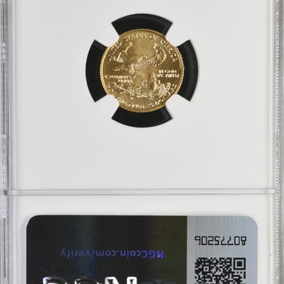 1995 $5 Gold Eagle 1/10 oz Gold NGC MS69 Gem BU - additional view
