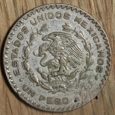 Mexico - 1 Peso - 1957-1967 Silver Coin KM# 459 - additional view