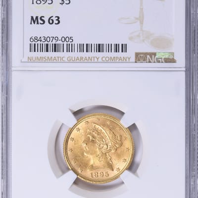 1895 Liberty Gold $5 Half Eagle NGC MS-63 Pre-33