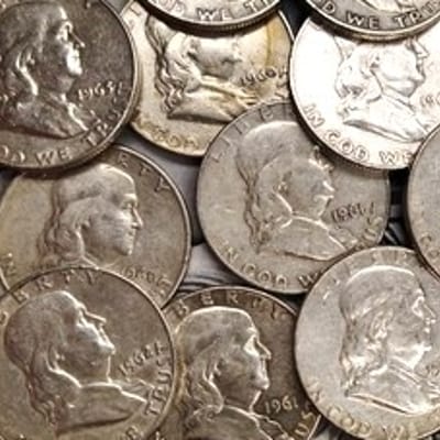 90% Silver Ben Franklin Half Dollar .36169 oz 