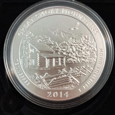2014 ATB 5 oz Silver Great Smoky Mount TENN BoxCOA