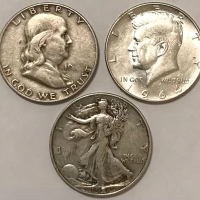 3 Coin Silver Half Dollar Walker Franklin Kennedy