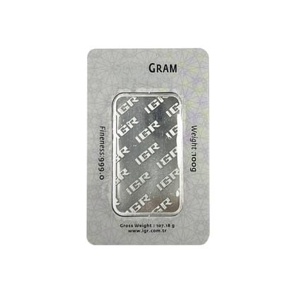 Sealed Assay Carded IGR 100 Gram .999 Silver Bar  - additional view