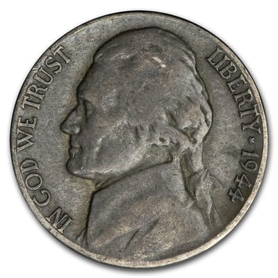 Under Melt  35% Silver War-Time Nickel .05626 oz - additional view