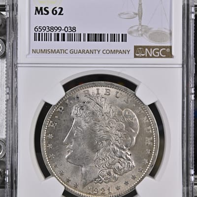 1921 Morgan Silver Dollar NGC MS62 Choice BU