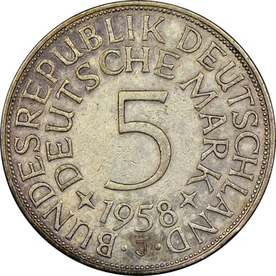 Germany 5 Marks Silver Coins 1951-1974 Deutsche - additional view