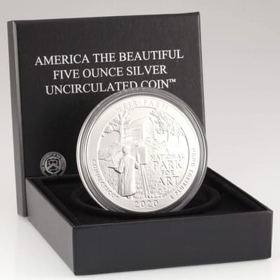 2020 ATB 5 oz Silver Coin Weir Farm Conn. Box/COA - additional view