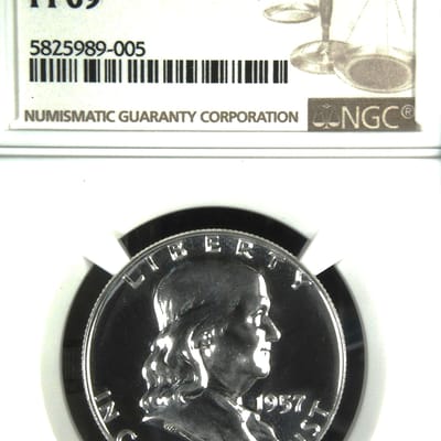 1957 Franklin Silver Half Dollar NGC Proof-69 !!