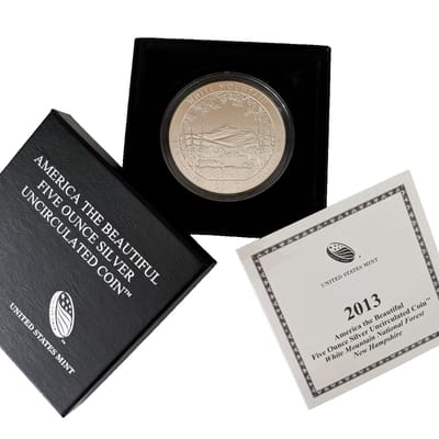 2013 ATB 5 oz Silver Coin White Mountain Box/COA