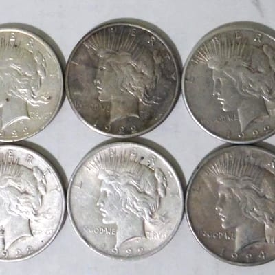  Lot of (11) US 1921-1926 Peace & Morgan Silver $ - additional view