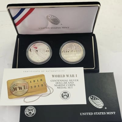 2018 World War I Centennial Silver Dollar & Marine
