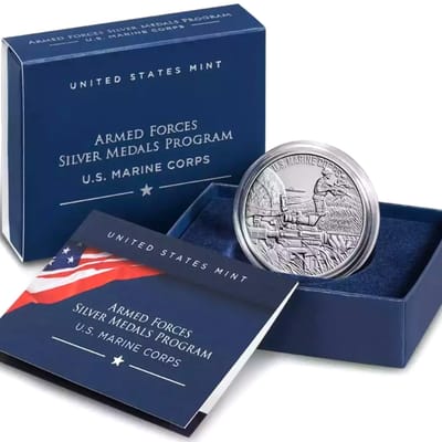 Armed Forces MARINE Silver Medal 1 oz US Mint 