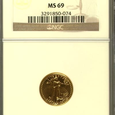 2001 $5 Gold Eagle 1/10 oz Gold NGC MS69 Gem BU