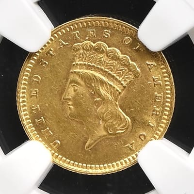 Rare 1881 G$1 Type 3 Indian Princess NGC MS61 